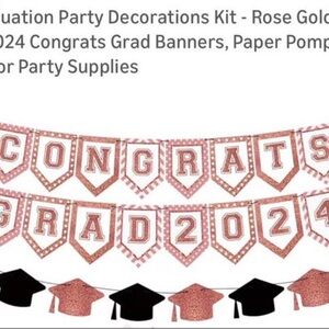 2 Graduation Banners in Pink/White/Black